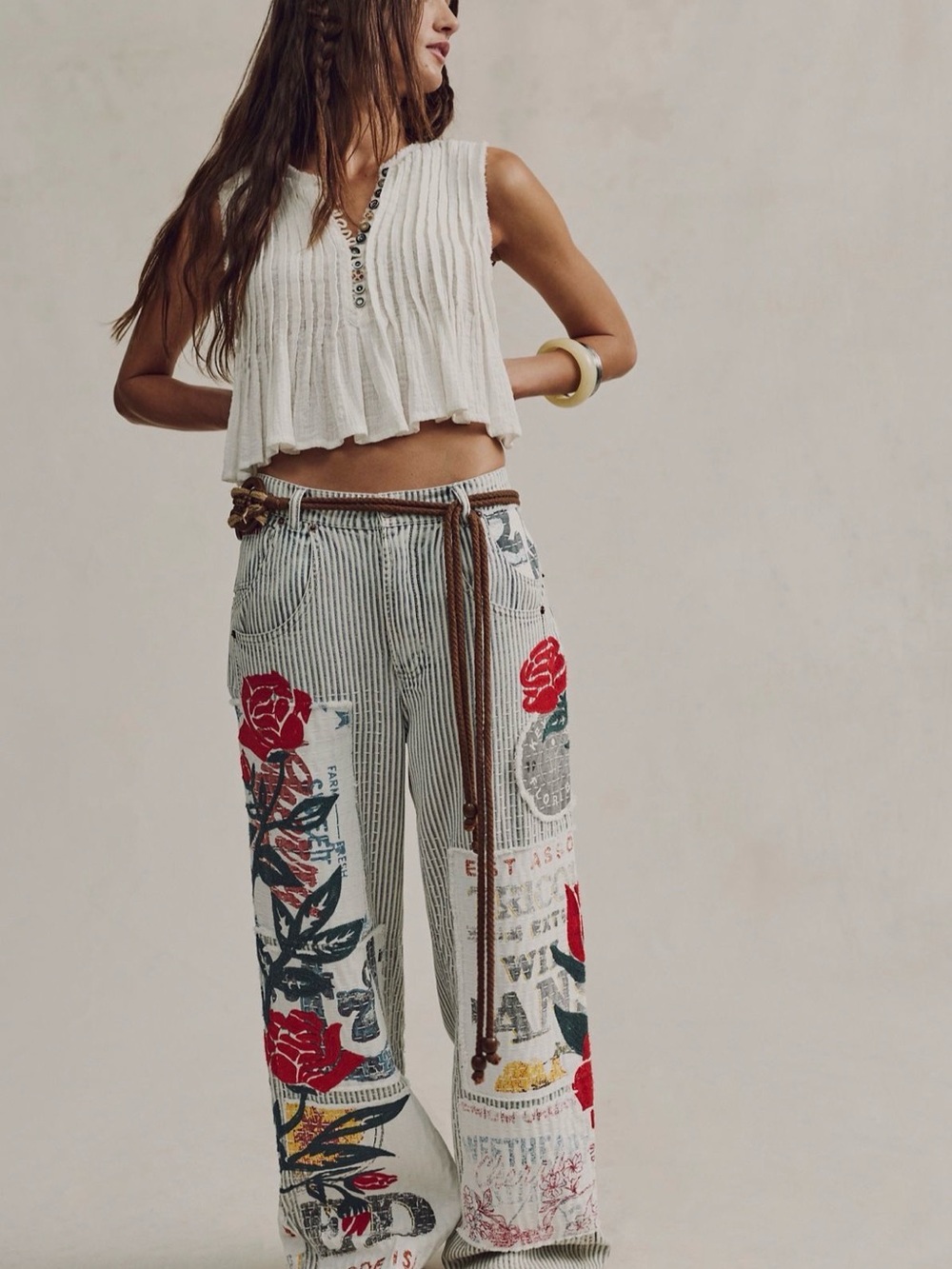 Free People Lost and Found Embellished Jeans NWOT